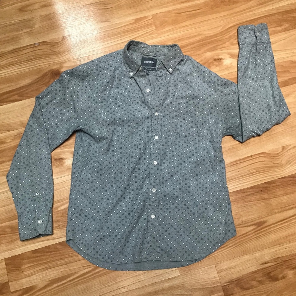 Bonobos Medium Standard Fit Grey Patterned Shirt